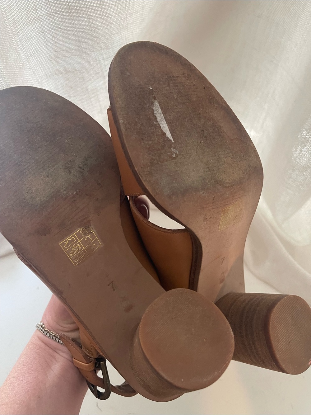 Madewell Cognac Leather Crisscross Slingback Heels - Picture 10 of 10